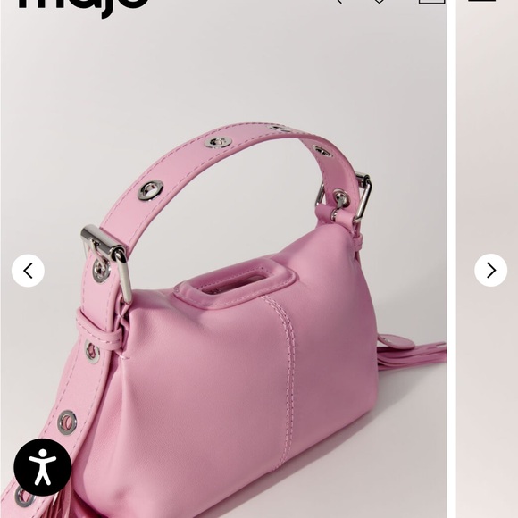 NWT Maje Soft Mini Miss M Pink Shoulder Bag with Fringe Detail - Picture 3 of 6